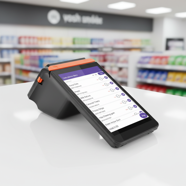Handheld POS Terminal with 8-inch Touch Screen 3.2-inch Secondary Screen Without Touch Supports Printing 80mm Receipts