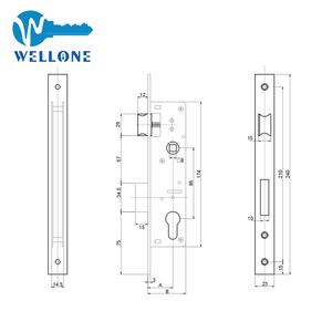 <span class=keywords><strong>Serrure</strong></span> de porte de magasin Wellone, corps de <span class=keywords><strong>serrure</strong></span> à mortaise moderne à point unique, acier inoxydable, porte en bois, entraxe de 25*85, sécurité de la porte - Product Image 5