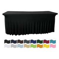 Jupes de table extensibles élastiques ajustées multicolores en vente en gros Jupe de table en spandex à volants pour événements Fête de mariage