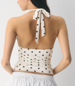 Fabricant OEM – Nouveau débardeur dos nu à pois personnalisé pour femme, sans manches, décontracté, respirant, en élasthanne/coton, respectueux de l'environnement - Product Image 3