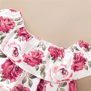 Soldes d'été : Ensemble 3 pièces tendance pour bébés filles – Haut floral 2 couches et short rose – Collection Boutique - Product Image 3