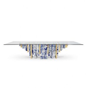 Mesa <span class=keywords><strong>de</strong></span> <span class=keywords><strong>Comedor</strong></span> <span class=keywords><strong>Rectangular</strong></span> <span class=keywords><strong>de</strong></span> <span class=keywords><strong>Vidrio</strong></span> Templado Pintada a Mano, Diseño Italiano <span class=keywords><strong>de</strong></span> Lujo, Muebles para el Hogar Bocadolobo Art, <span class=keywords><strong>Comedor</strong></span> - Product Image 2