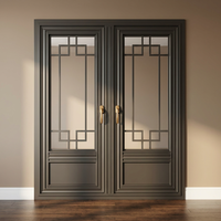 Porte en aluminium de style chinois ancien de luxe, design traditionnel, verre trempé triple isolation à faible émissivité, pour salon