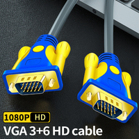 Kabel VGA 3+6 Definisi Tinggi Inti Tembaga Bebas Oksigen Berlapis Emas PVC Abu-abu Grosir Pabrik untuk Komputer TV Jarak Jauh