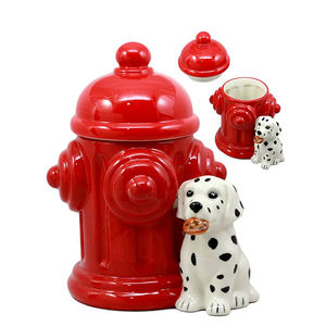 Pot à friandises pour chien en céramique, design européen, motif chiot dalmatien pompier, pour cadeau d'entreprise, accessoire de cuisine décoratif - Product Image 1