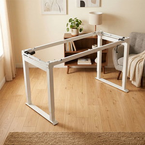 Electric Height <b>Adjustable</b> <b>Desk</b> Frame Dual Motor Metal 1500mm Width White Four Legged <b>Computer</b> <b>Desk</b> Base - Product Image 5