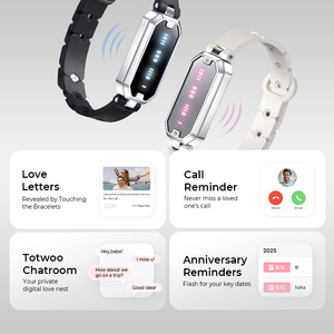 Nouveauté <span class=keywords><strong>TOTWOO</strong></span> Bracelets de couple en silicone avec code Morse, bracelets intelligents à vibration tactile pour les relations à distance - Product Image 5