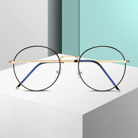 Lunettes anti-lumière bleue à monture métallique ronde à motif solide, style vintage durable pour l'utilisation sur ordinateur et les jeux, légères, unisexes