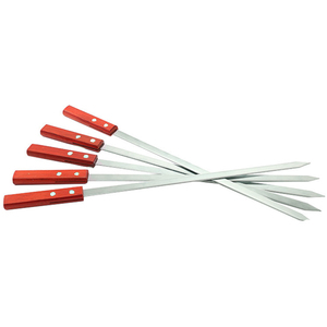 Brochetas Profesionales Planas de Acero Inoxidable Antiadherentes Resistentes al Calor <span class=keywords><strong>con</strong></span> Mango de Madera para Barbacoa, para Hombres, para Acampar al Aire Libre - Product Image 5