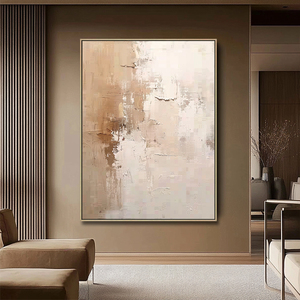 Quadri Decorativi Minimalisti Originali Fatti a Mano su Tela, Grande Opera d'Arte da Parete Astratta Neutra per Soggiorno - Product Image 3