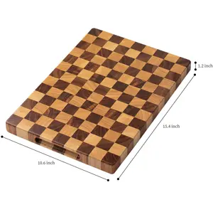 Adorable Design Kitchen Thick Acacia Rubber Wood End Grain Solid Wood Butcher Board Checker Cutting Board Chopping Block