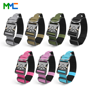 ปลอกคอสุนัขแบบยุทธวิธี MMC Heavy Duty ทำจากไนลอน พร้อมหูจับ ปรับขนาดได้ เหมาะสำหรับการฝึกสุนัขกลางแจ้ง ตัวล็อคแบบหัวเข็มขัด สำหรับสุนัขพันธุ์เล็ก ลายริบบิ้นสีพื้น - Product Image 2