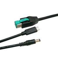 Cable de impresora USB alimentado de 12V a USB tipo C y DC 5521 Splitter Y para sistema POS
