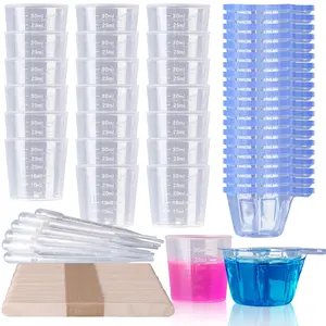 200Pcs Plastic Resin Mixing Cups,30ml Disposable Measuring Cups,50 Wooden Stirring Sticks, Dropper, Mixing