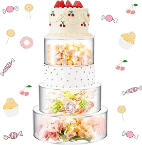 結婚披露宴の装飾デザートトレイアクリル充填可能なケーキディスプレイボードケーキスタンド