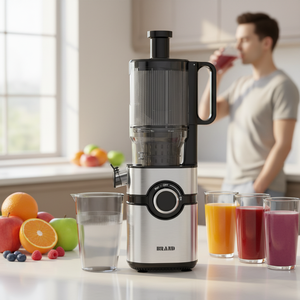 Extracteur de jus lent électrique 200W, lames en acier inoxydable, éjection automatique de la pulpe, moteur CC à faible bruit, conception à large ouverture pour fruits et légumes - Product Image 2