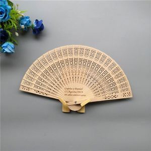 Customized Eco-Friendly Bamboo Folding Hand Fan Classic Style Painted Engraved Wooden Wedding Promotional Party Supplies - Product Image 1