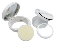 En stock, boîte vide de 15g de crème bb blanche ronde avec éponge et coussin d'air en poudre boîte vide de crème de fond de teint