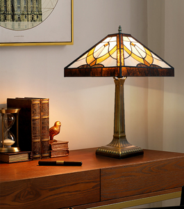 Antique Mission Style Table <strong>Lamp</strong> with <strong>Stained</strong> <strong>Glass</strong> <strong>Shade</strong> Modern Design E26/E27 Base for Home Bedside or Nighttime Decor - Product Image 5