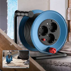 Factory OEM 3 Way EU Sockets Plastic Extension Electrical Retractable 10M Extension Mini Cable Reel With Thermil Switch