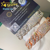 Bracelet chaîne cubaine en argent sterling 925 certifié GRA, hip-hop, 15 mm, moissanite VVS, bijoux fins, bracelet en moissanite