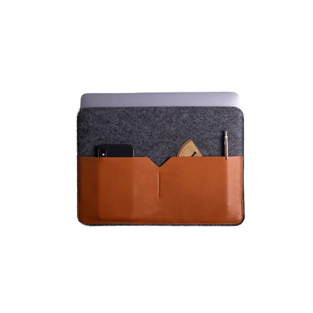 Premium PU Leather & Felt Laptop Sleeve - Business Protective Case Compatible with MacBook Air 15" (Case Only)