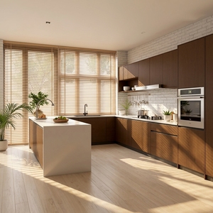 Set Completo di Mobili da <span class=keywords><strong>Cucina</strong></span> Personalizzati con Isola, <span class=keywords><strong>Cucina</strong></span> a L con Armadi a Parete, Base e Isola - Product Image 3