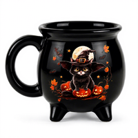 Tasse à café Caldeirão de Sorcière de Noël, Tasse à café d'Halloween avec motif labyrinthe en argile violette, Coffrets cadeaux, Nouveauté, Tasses à eau