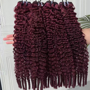 Extensions de cheveux humains bouclés profonds bordeaux 99J, tissage de cheveux vierges bruts bouclés birmans, fournisseur en gros - Product Image 2