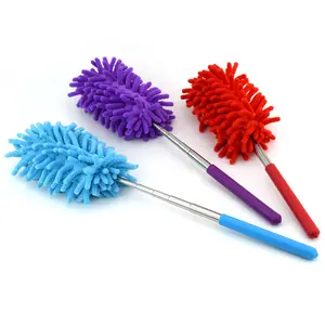 Feather Duster Car Cleaning Brush Retractable And Elongated Stainless Steel Pole Hair Electrostatic Dusting Duster Household