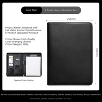 Porte-documents professionnel en cuir de haute qualité A4 avec calculatrice intégrée à 8 chiffres, emplacements pour cartes et bloc-notes