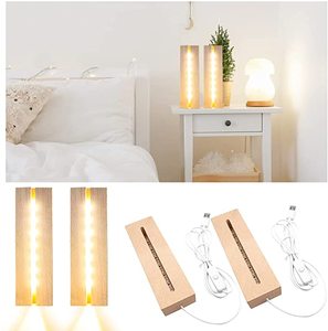 Hot Selling Customized Rectangle Original Wood Base <strong>Display</strong> 3D Light Base Usb Wooden Led Lamp Base - Product Image 2