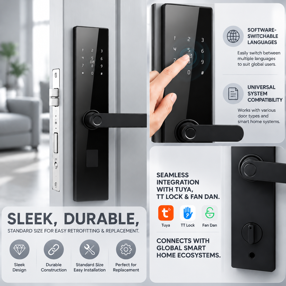 Lock Screen Sample Security Smart Wi-Fi Fingerprint Electric Door Lock Password Home Door Lock ...