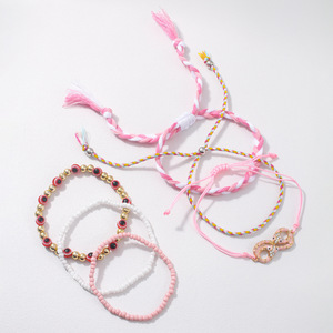 Vente chaude Infini Symbole <span class=keywords><strong>Bracelet</strong></span> Élastique Personnalisé Couleur Multicouche À La Mode Polyvalent Perle Chaîne <span class=keywords><strong>Bracelet</strong></span> Ensemble - Product Image 3
