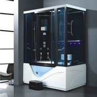 Baignoire de massage autoportante en acrylique de luxe moderne avec hydromassage à air, contrôle informatisé inclus, drain intégré, pour usage hôtelier