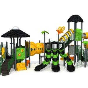 LLDPE Landschaft-Außenspielplatz Natur-Themen mit dreifacher Rutsche für Kinder im Freizeitpark zum Spielen