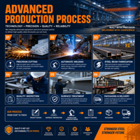 Taller de Estructura de Acero Industrial Moderno para la Construcción de Nuevas Fábricas y Espacio de Producción en Masa