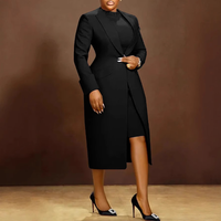Ensemble robe et veste cardigan unie pour femme, veste de bureau, costume féminin
