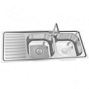 Fregadero Doble de Acero Inoxidable de Alta Calidad SON HA Compensation SU304, Modelo S100S, 980x410x190mm - Product Image 4