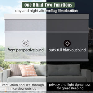 Persianas de ventana ZSHINE persianas enrollables motorizadas de doble capa persianas enrollables Jacquard opacas completas telas funcionan con altavoz Alexa - Product Image 4
