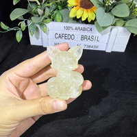 Figurine de renard à neuf queues en cristal naturel, statue de renard sculptée à la main, pierre de guérison, quartz hématite, décoration animale pour la maison, cadeau en cristal