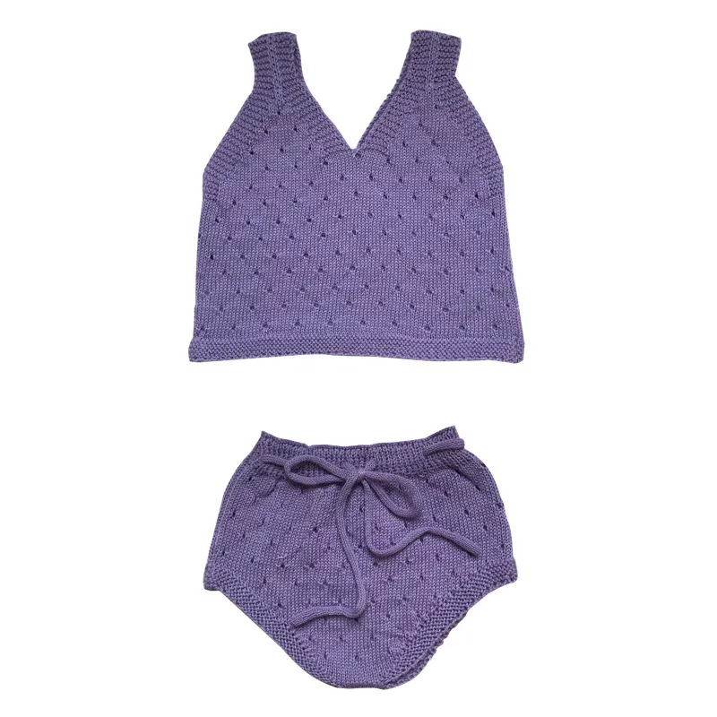 सेक्सी बेबी कूल निट सेट लगातार खाली डिज़ाइन सूती स्वेटर 2 पीस सेट