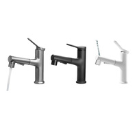 Robinet de salle de bain moderne à un trou, blanc, design APP, avec sortie d'eau chaude et froide coulissante, en laiton, pour lavabo de toilette