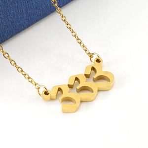 สร้อยคอจี้เลขนำโชค 111-999 สแตนเลสแท้ ชุบทอง 18k สร้อยคอเลขซ้ำสามตัว ของขวัญเครื่องประดับ - Product Image 4