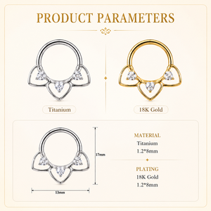 Anello Clicker a Cuore Aperto in Titanio G23 Ipoallergenico Ottimizzato <span class=keywords><strong>per</strong></span> Piercing Septum, <span class=keywords><strong>Helix</strong></span>, Cartilagine - Vendita all'Ingrosso - Product Image 2