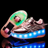 Patins à roulettes à éclairage LED, lacets, patins à roulettes, maille respirante et chaussures de marche à double roues