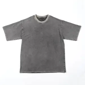 Blank Vintage streetwear men's clothing washed 230g 3D three dimensional steel printing casual base shirt short sleeve T shirt