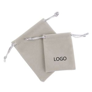 Bolsa de Terciopelo Blanca Personalizada para Joyería, Ecológica, con Cordón y Logotipo - Product Image 5