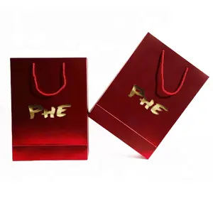 Luxury gold foil custom print logo red Tea BRANDY champagne Beverage Energy Drinks bottle wine paper carry bags
