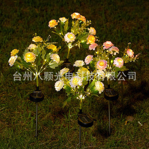 Solar Garden Light 7-Head LED Rose Flower Solar Powered Outdoor Decorative <b>Ground</b> <b>Stake</b> Water Resistant - Product Image 3